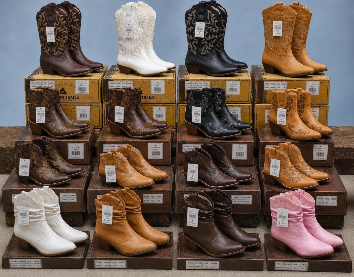 Wholesale Truckload Of 3,600 Pairs Of Brand New Canyon Trails Women’s Boots – Sizes 6-11 – Original Retail Prices To $99.99 Each – Your Price Is Only $11 Each – Free Shipping