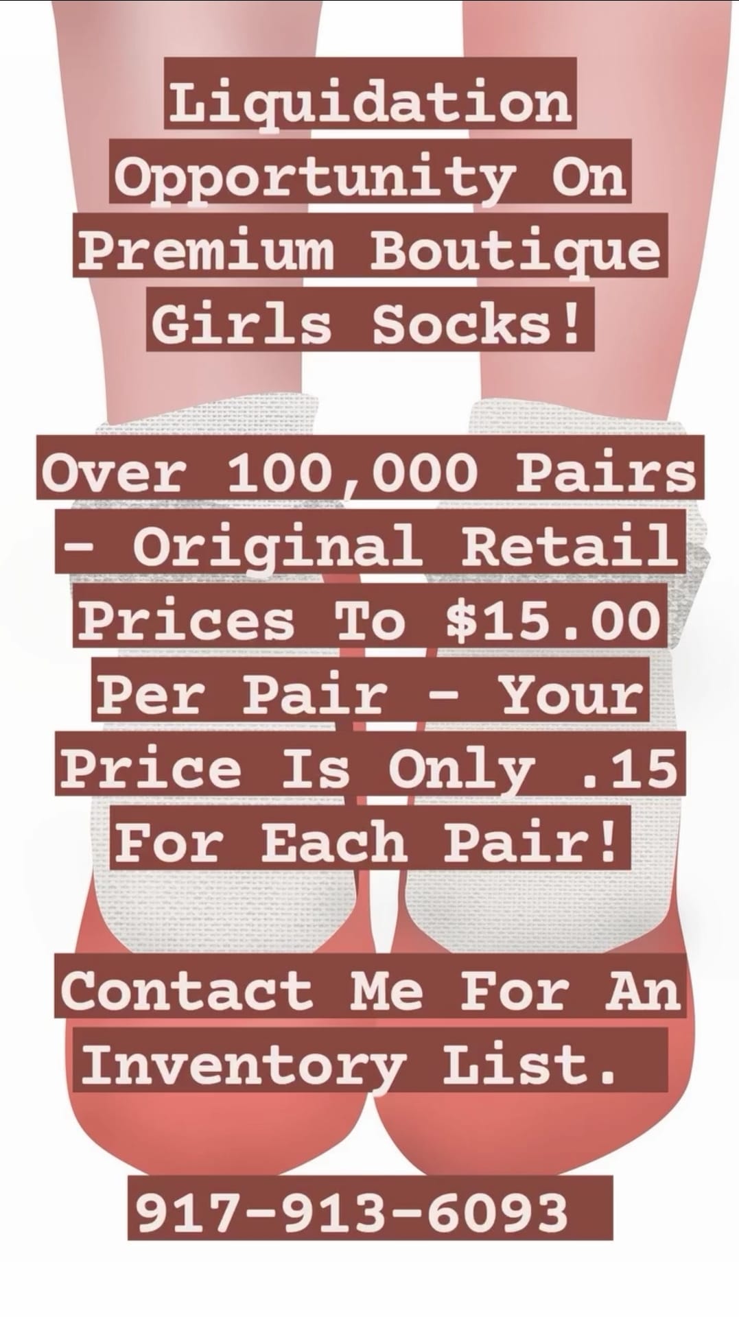 Wholesale Truckload Of Premium Boutique Girls Socks - Over 100,000 Pairs Of High End Socks - Original Retail Values To $15.00 A Pair - Your Price Is Only 0.15 A Pair - Contact Us For An Inventory List And Pictures.
